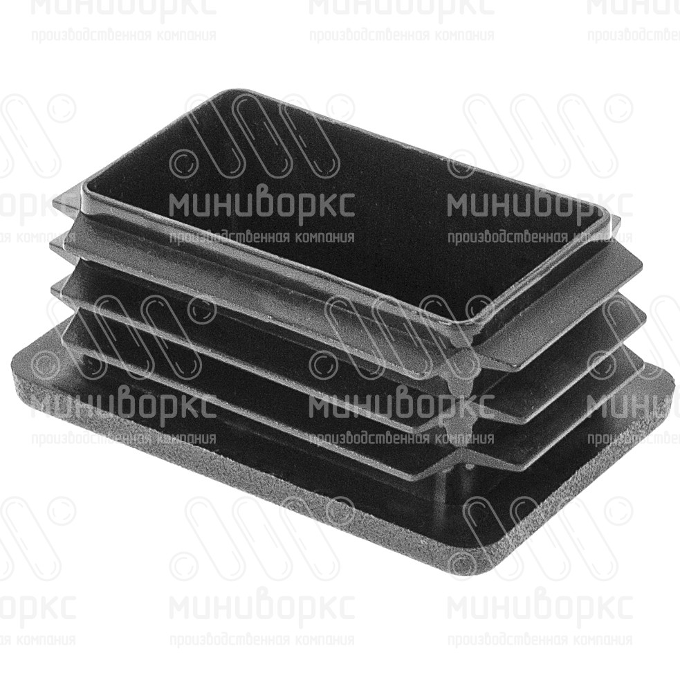 Заглушка пластиковая прямоугольная 40х60 мм, с плоской шляпкой, цвет черный – 40-60ПЧС - 3