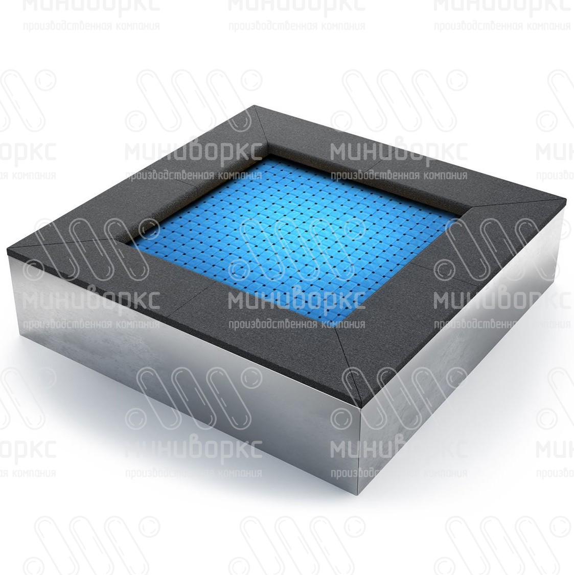 Батут квадратной формы, антивандальный, встраиваемый, для детских площадок, цвет черный/красный – S1000-3020/9005 - 3