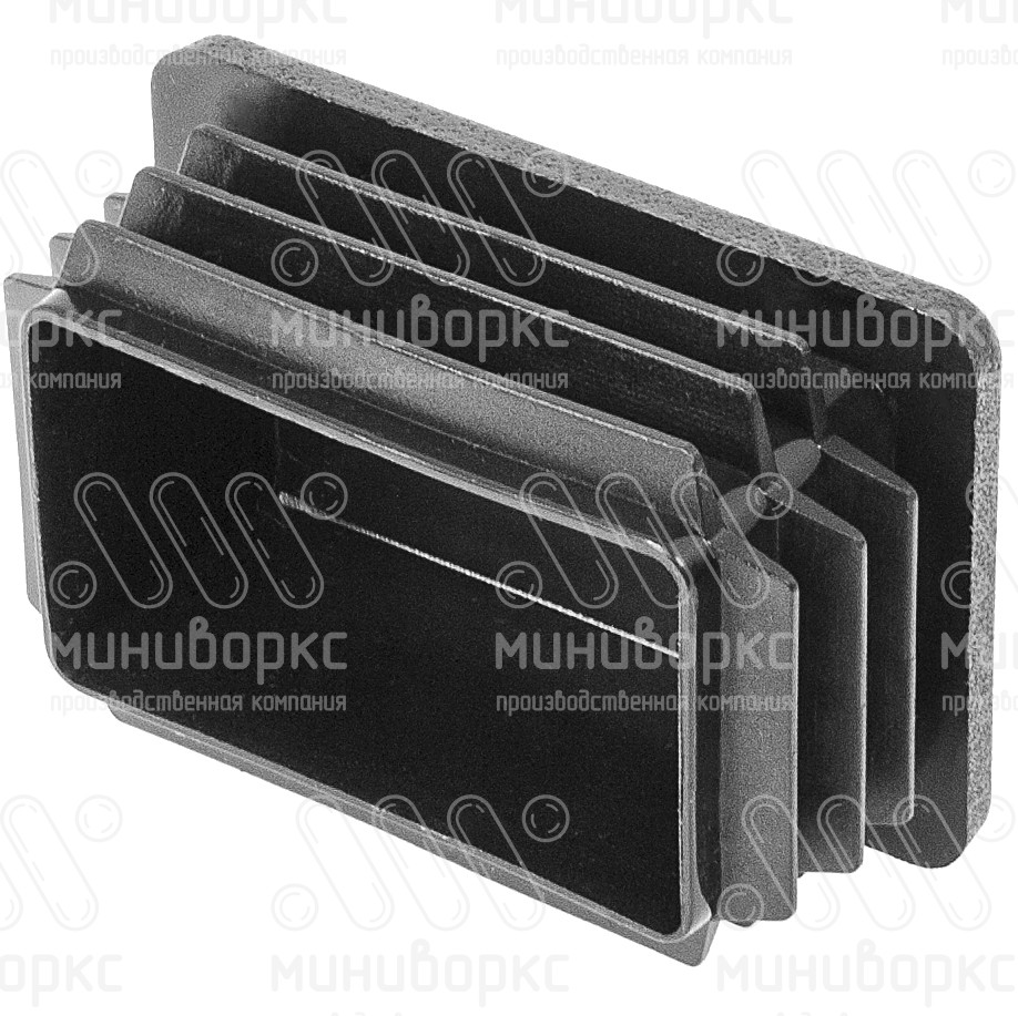 Заглушка пластиковая прямоугольная 40х60 мм, с плоской шляпкой, цвет черный – 40-60ПЧС - 2