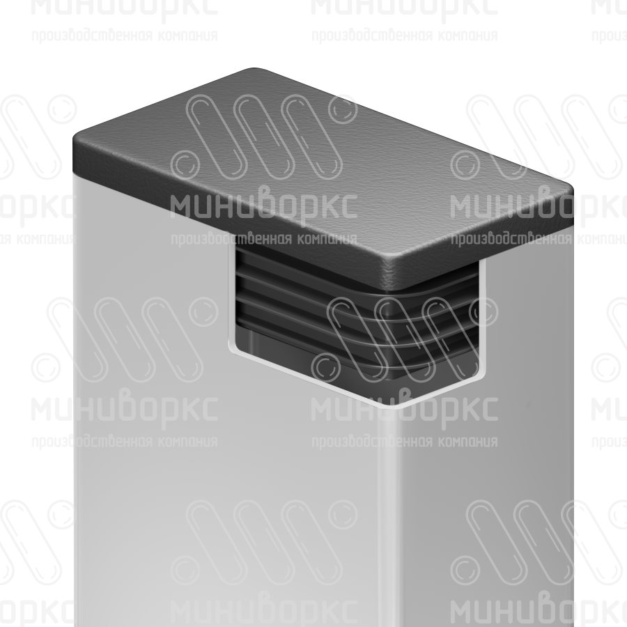 Заглушка пластиковая прямоугольная 40х60 мм, с плоской шляпкой, цвет черный – 40-60ПЧС - 4