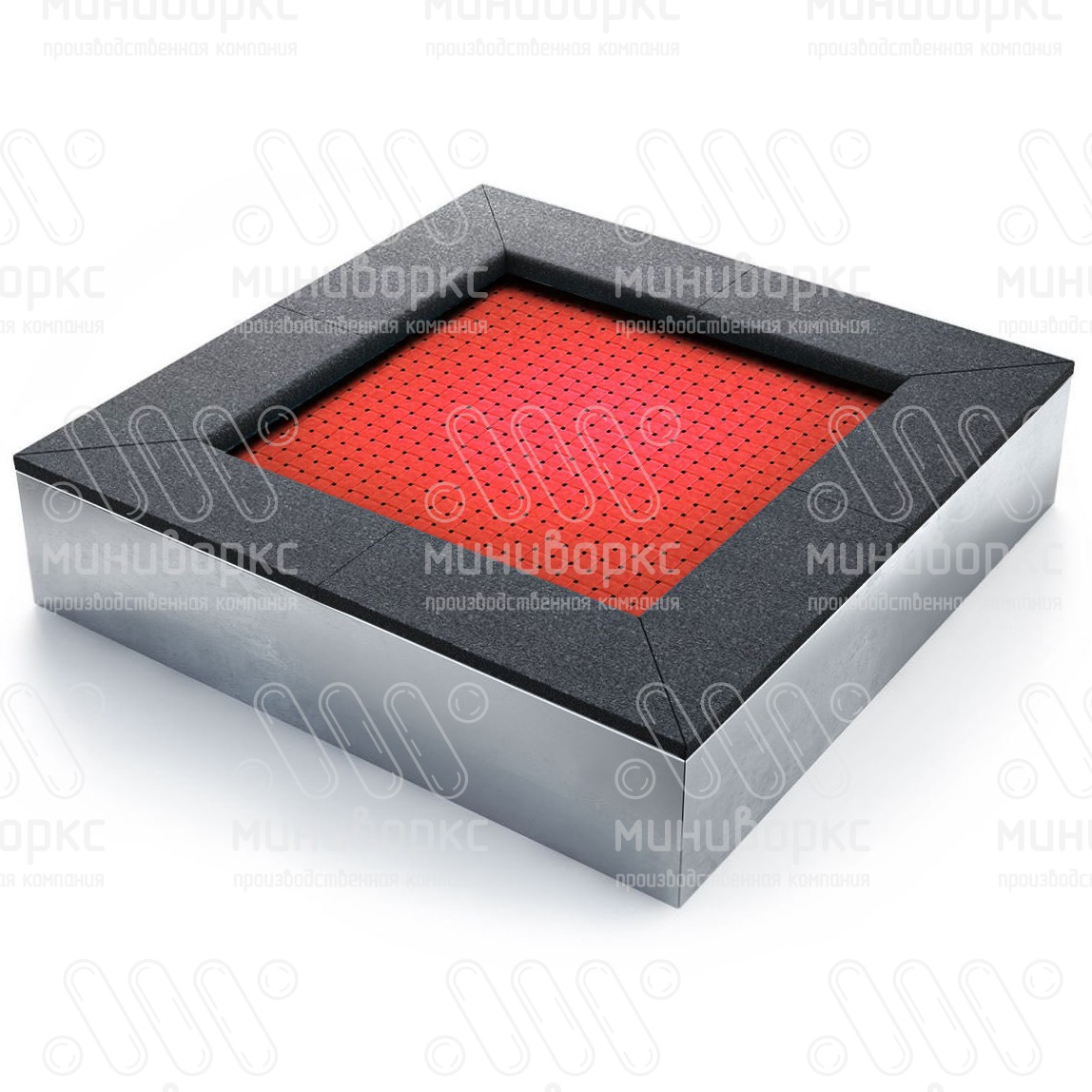 Батут квадратной формы, антивандальный, встраиваемый, для детских площадок, цвет черный/зеленый – S1200-6001/9005 - 2