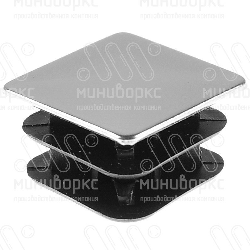 Заглушка пластиковая с хромированной шляпкой для квадратной трубы размером 18x18 мм, цвет хром – 110324452C - 1