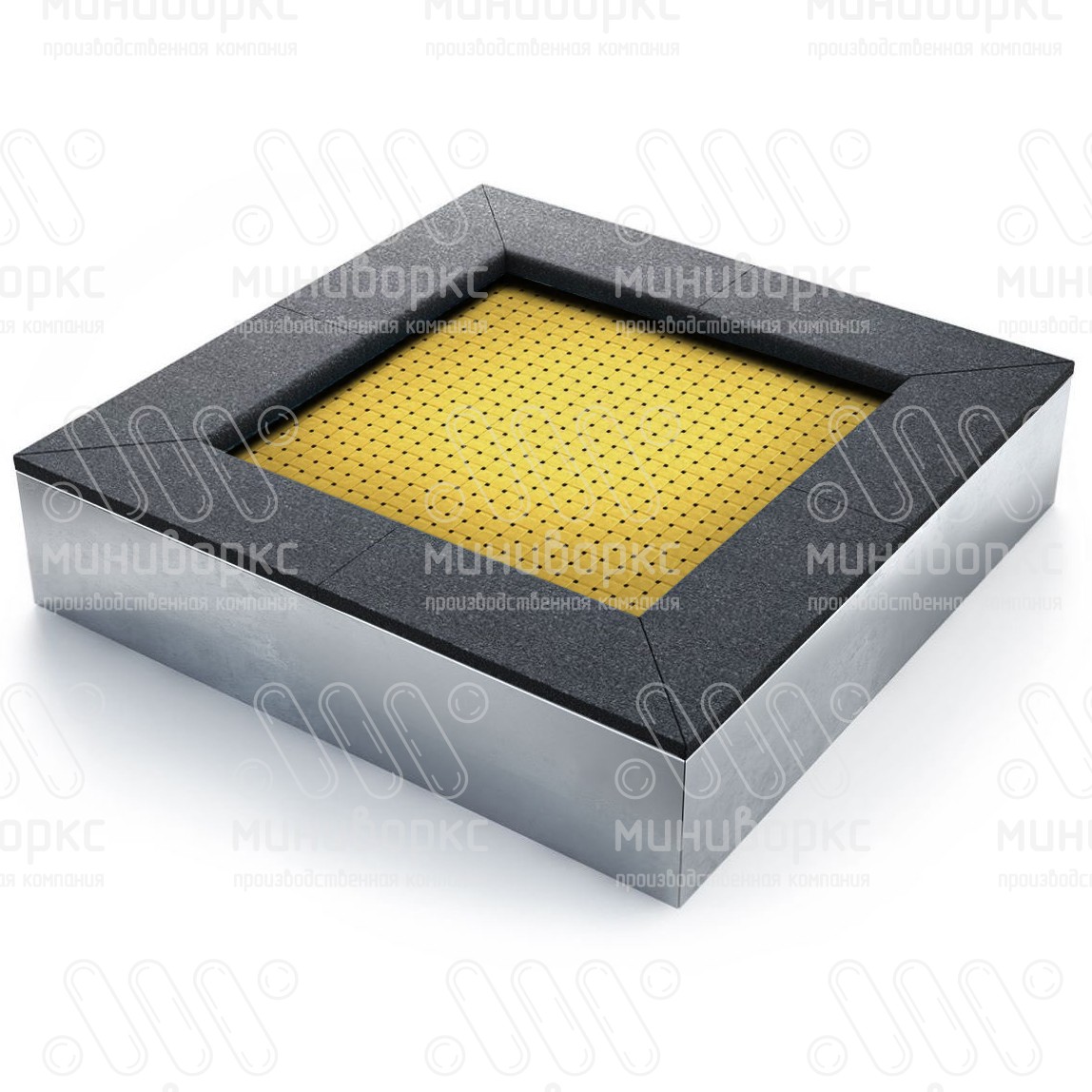 Батут квадратной формы, антивандальный, встраиваемый, для детских площадок, цвет черный/зеленый – S1200-6001/9005 - 4