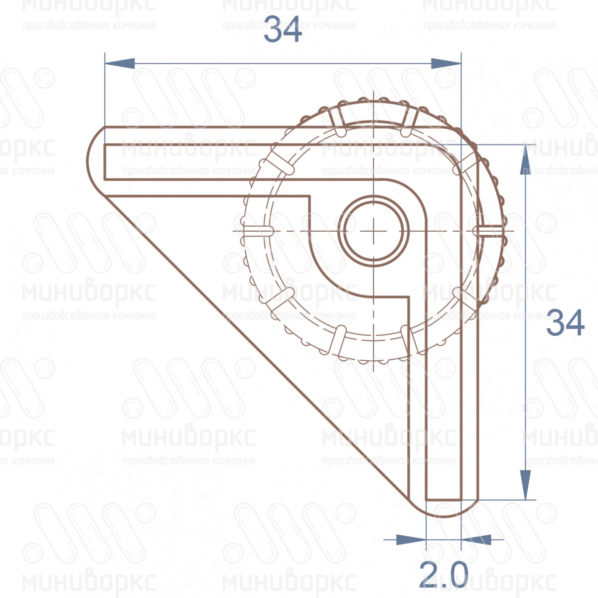 Опора регулируемая угловая 34x34 – U34-34M8.D32x35 | картинка 6